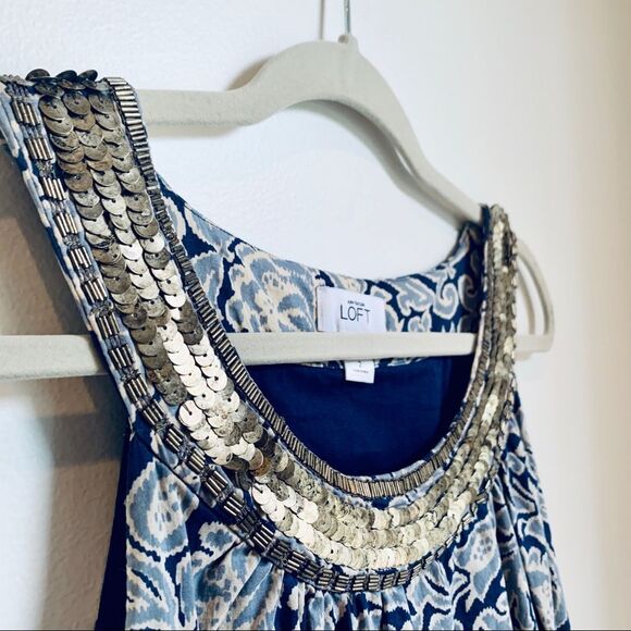 LOFT embellished neckline DRESS - Picture 3 of 6